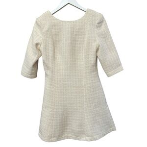 Madam Moje “Aline” Ivory Tweed A-Line Dress – Size Small – NWT – Made in Canada